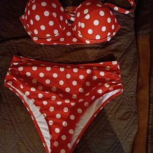 Red Polka Dot Bikini Set